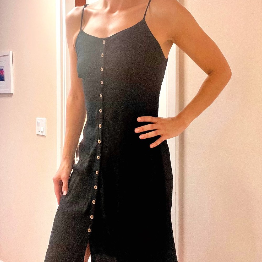 Black Buttonfront Midi Dress By Code Mode - image 1